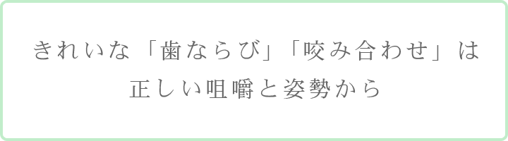 きれいな「歯ならび」「咬み合わせ」は正しい咀嚼と姿勢から